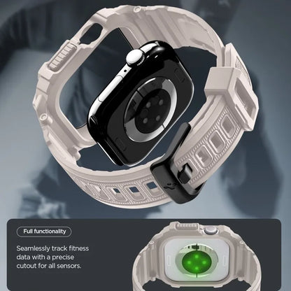 Spigen Rugged Armor Pro V2 – Dirželis su dėklu Apple Watch 10/11 46mm (Smėlio spalvos)