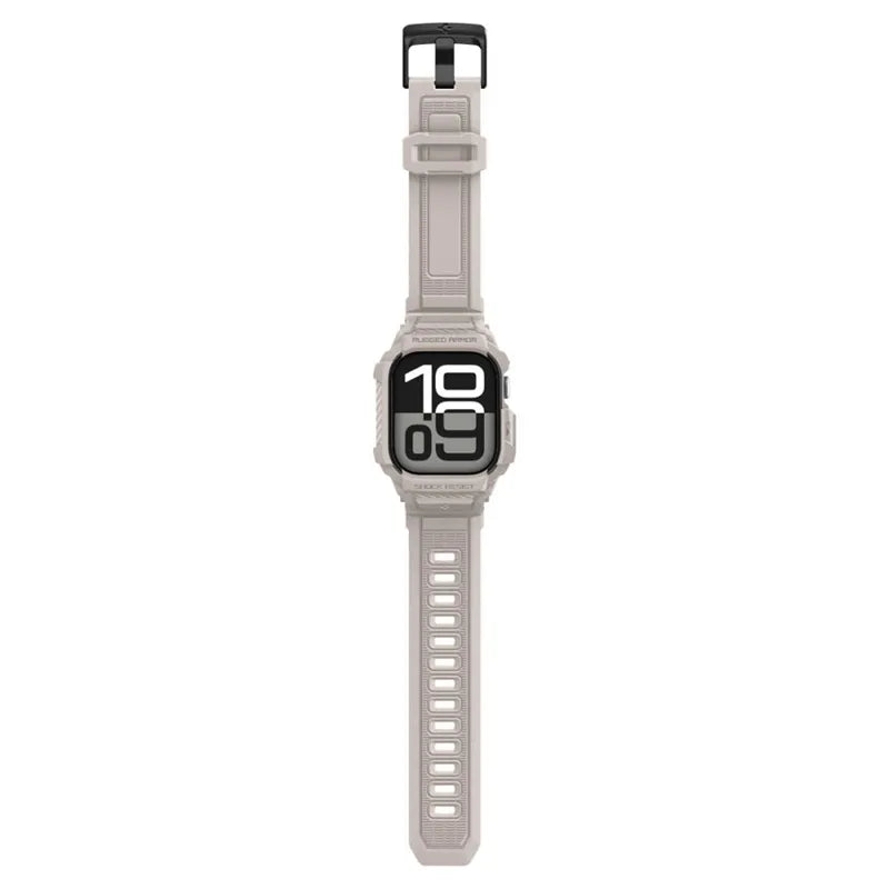 Spigen Rugged Armor Pro V2 – Dirželis su dėklu Apple Watch 10/11 46mm (Smėlio spalvos)