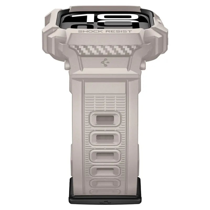 Spigen Rugged Armor Pro V2 – Dirželis su dėklu Apple Watch 10/11 46mm (Smėlio spalvos)