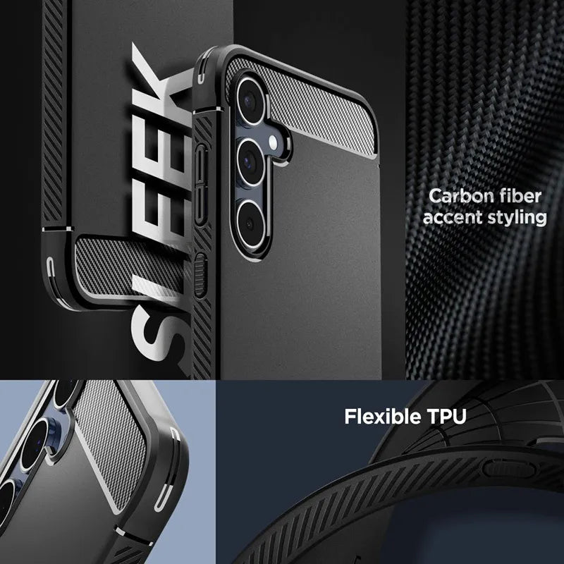 "Spigen Rugged Armor" - "Samsung Galaxy A55 5G" dėklas (matinės juodos spalvos)