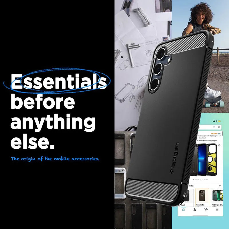 "Spigen Rugged Armor" - "Samsung Galaxy A55 5G" dėklas (matinės juodos spalvos)