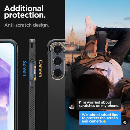 "Spigen Rugged Armor" - "Samsung Galaxy A55 5G" dėklas (matinės juodos spalvos)