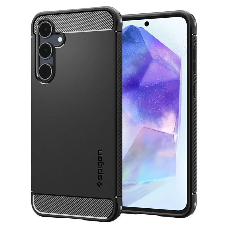 "Spigen Rugged Armor" - "Samsung Galaxy A55 5G" dėklas (matinės juodos spalvos)