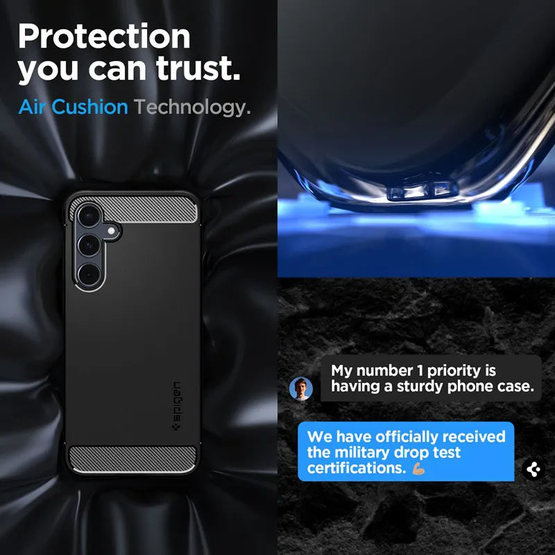 "Spigen Rugged Armor" - "Samsung Galaxy A55 5G" dėklas (matinės juodos spalvos)