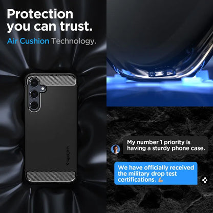 "Spigen Rugged Armor" - "Samsung Galaxy A55 5G" dėklas (matinės juodos spalvos)