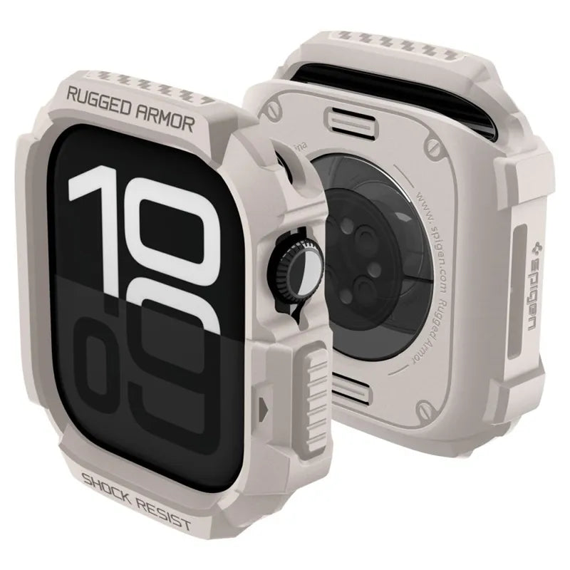 Spigen Rugged Armor V2 – dėklas Apple Watch 10/11 42 mm (dykumos smėlio)