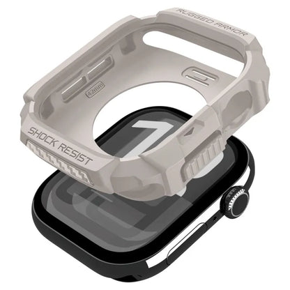 Spigen Rugged Armor V2 – dėklas Apple Watch 10/11 42 mm (dykumos smėlio)
