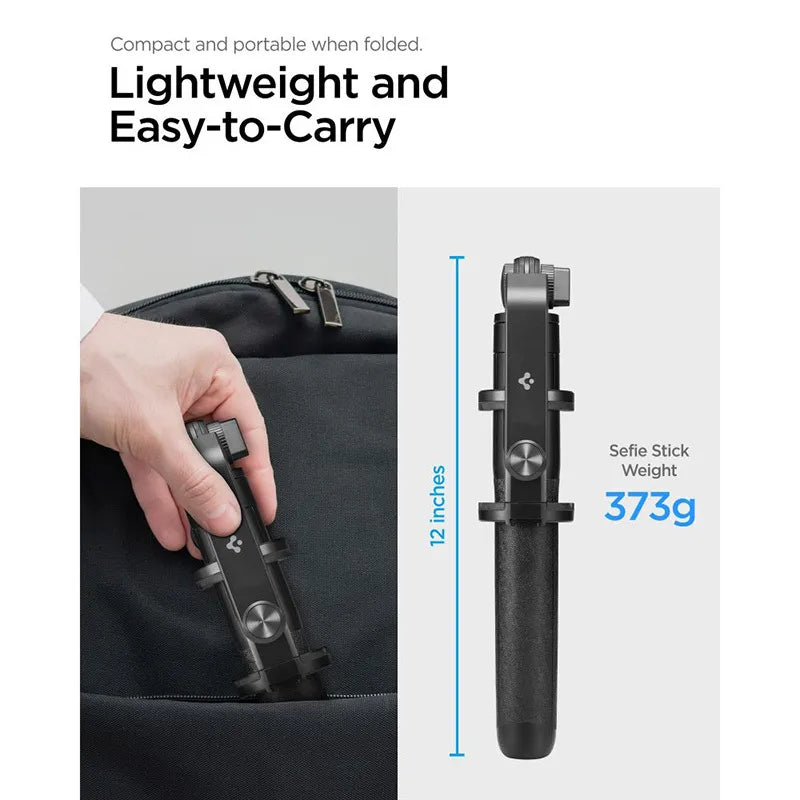 Spigen S560W Bluetooth asmenukių lazdelė su trikoju - išmaniojo telefono trikojis / asmenukių lazdos laikiklis (juodas)