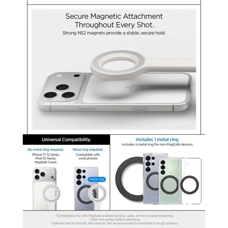 Spigen S582W MagSafe Bluetooth asmenukių lazda ir trikojis – išmaniojo telefono trikojis / asmenukių lazdos laikiklis (Dune Beige)