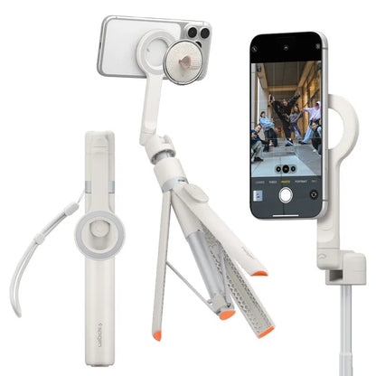 Spigen S582W MagSafe Bluetooth asmenukių lazda ir trikojis – išmaniojo telefono trikojis / asmenukių lazdos laikiklis (Dune Beige)