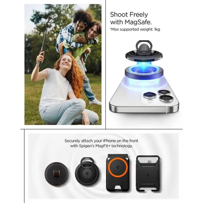 Spigen S582W „MagSafe“ „Bluetooth“ asmenukių lazda ir trikojis – išmaniojo telefono trikojis / asmenukių lazdos laikiklis (juodas)