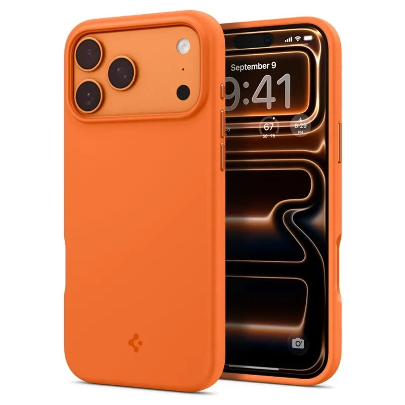 Spigen Silicone Fit Mag MagSafe - dėklas iPhone 17 Pro (kosminė oranžinė)