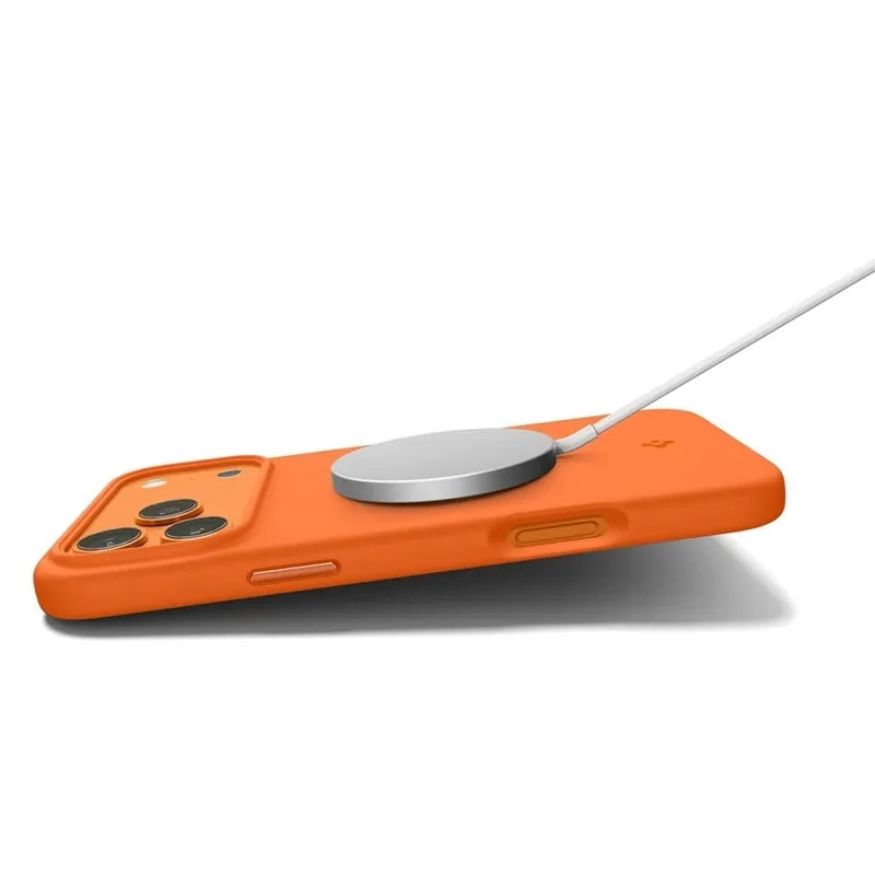 Spigen Silicone Fit Mag MagSafe - dėklas iPhone 17 Pro (kosminė oranžinė)