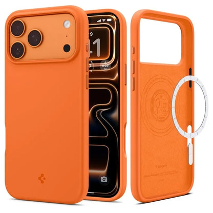 Spigen Silicone Fit Mag MagSafe - dėklas iPhone 17 Pro (kosminė oranžinė)