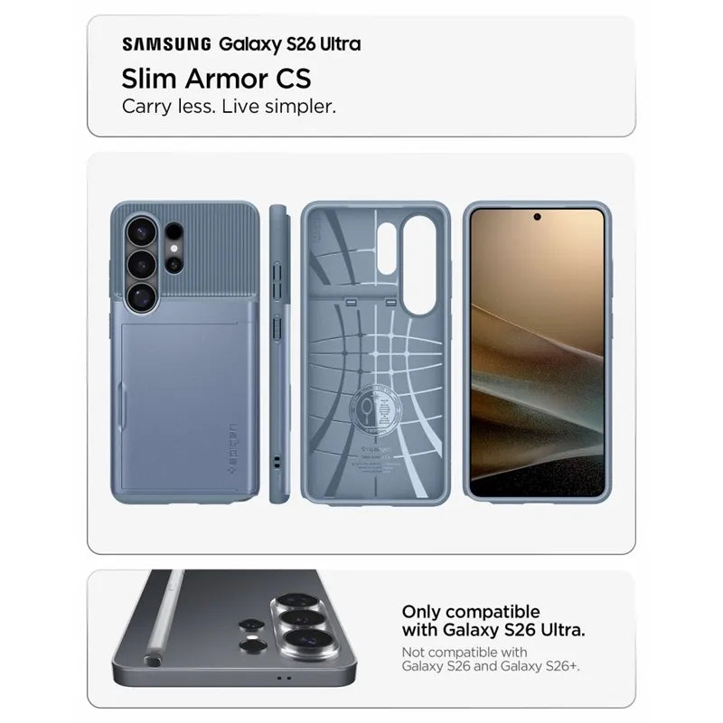 Spigen Slim Armor CS – dėklas Samsung Galaxy S26 Ultra telefonui (šviesiai mėlynas)
