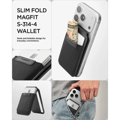 Spigen Slim Fold S314-4 MagSafe – magnetinė piniginė su stovo funkcija (juoda)