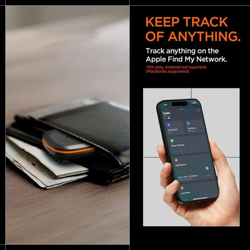 Spigen TagMe „Bluetooth“ sekiklis – raktų, kuprinės, krepšio ieškiklis, veikiantis su „Apple Find My“ (juodas)