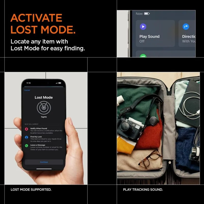 Spigen TagMe „Bluetooth“ sekiklis – raktų, kuprinės, krepšio ieškiklis, veikiantis su „Apple Find My“ (juodas)