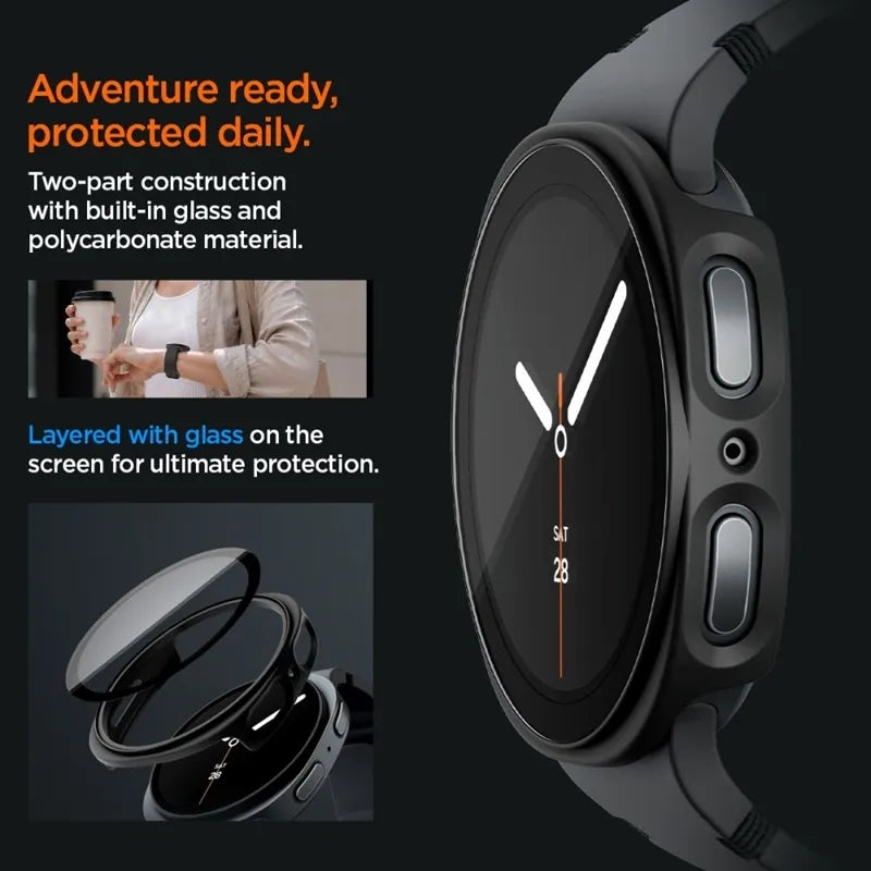 Spigen Thin Fit 360 – dėklas, skirtas Samsung Galaxy Watch 9 / 8 44 mm (juodas)