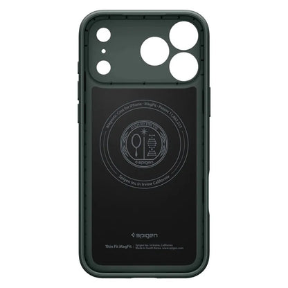 Spigen Thin Fit Mag MagSafe – dėklas, skirtas iPhone 18 Pro / 17 Pro (Abyss Green)