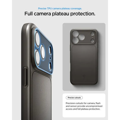 Spigen Thin Fit Mag MagSafe – dėklas, skirtas iPhone 18 Pro / 17 Pro (ginklo metalo spalvos)