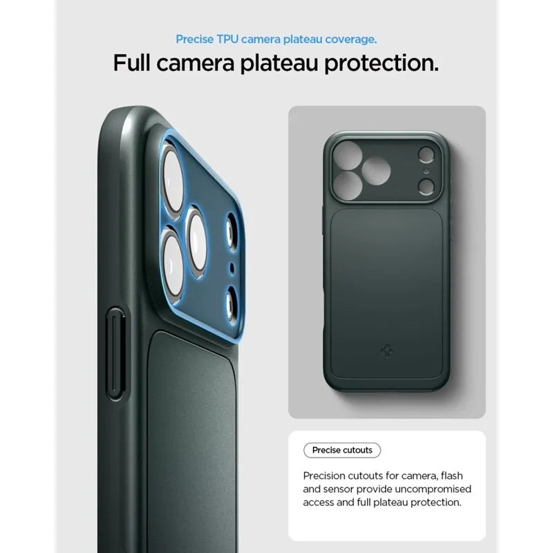 Spigen Thin Fit Mag MagSafe – dėklas, skirtas iPhone 18 Pro Max / 17 Pro Max (Abyss Green)
