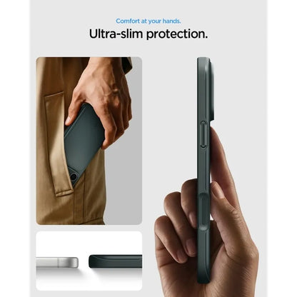 Spigen Thin Fit Mag MagSafe – dėklas, skirtas iPhone 18 Pro Max / 17 Pro Max (Abyss Green)