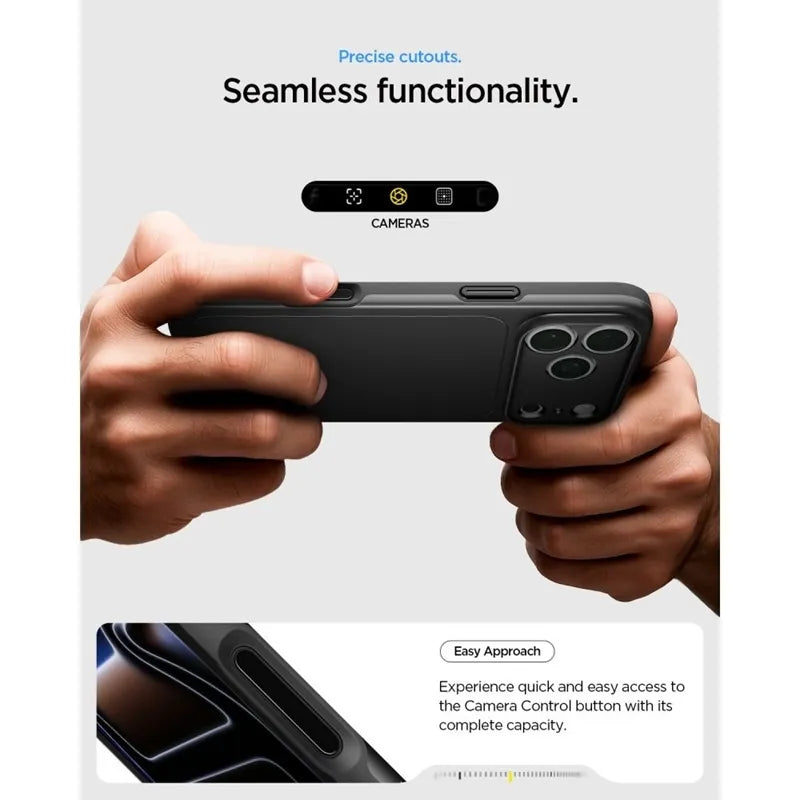 Spigen Thin Fit Mag MagSafe – dėklas, skirtas iPhone 18 Pro Max / 17 Pro Max (juodas)