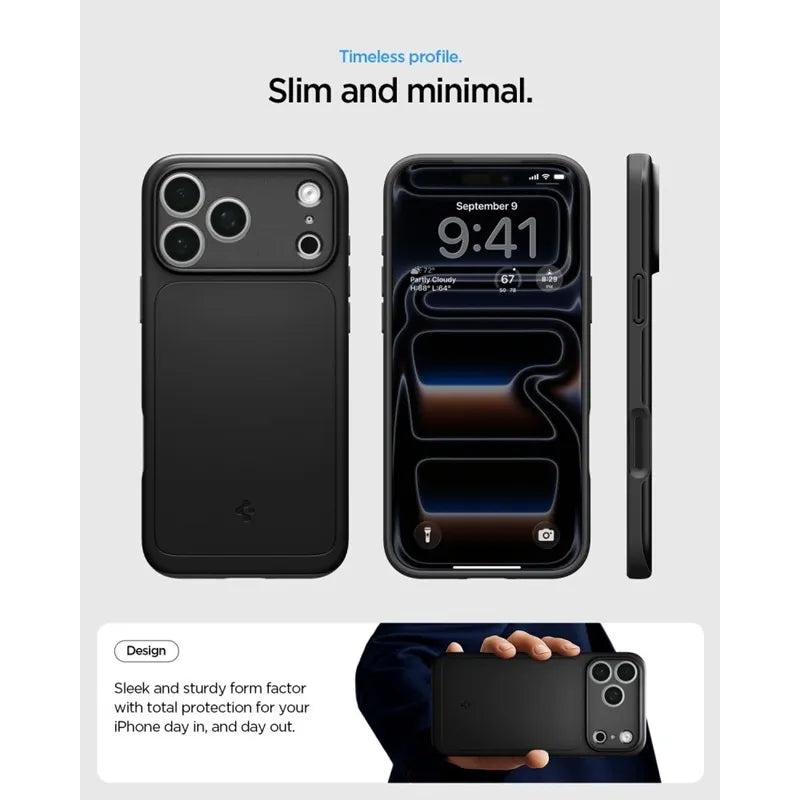 Spigen Thin Fit Mag MagSafe – dėklas, skirtas iPhone 18 Pro Max / 17 Pro Max (juodas)