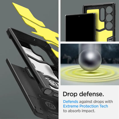 Spigen Tough Armor – dėklas, skirtas „Samsung Galaxy S23 Ultra“ (juodas)