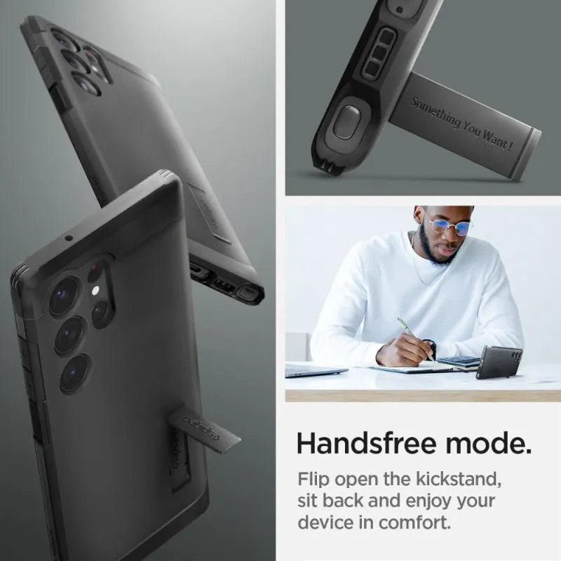 Spigen Tough Armor – dėklas, skirtas „Samsung Galaxy S23 Ultra“ (juodas)