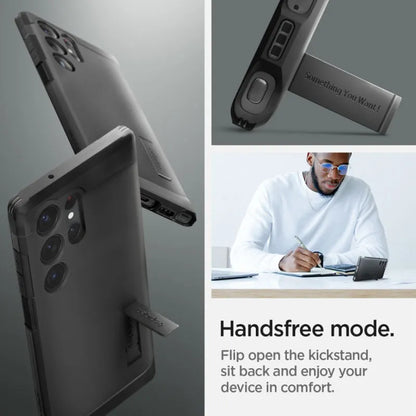 Spigen Tough Armor – dėklas, skirtas „Samsung Galaxy S23 Ultra“ (juodas)