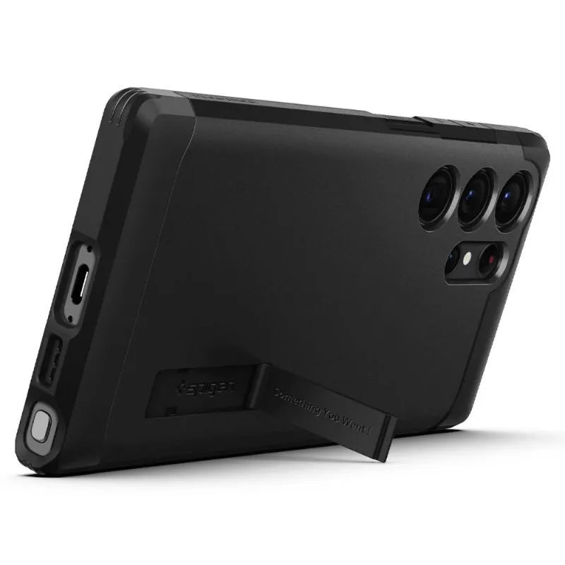 Spigen Tough Armor – dėklas, skirtas „Samsung Galaxy S23 Ultra“ (juodas)