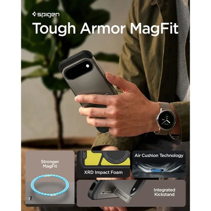 Spigen Tough Armor Mag MagSafe – dėklas Google Pixel 11 (Gunmetal)