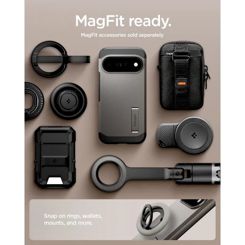 Spigen Tough Armor Mag MagSafe dėklas, skirtas Google Pixel 11 Pro (pilka)