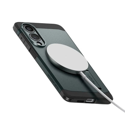 Spigen Tough Armor MagSafe – dėklas, skirtas Samsung Galaxy S25 Edge (Abyss Green)