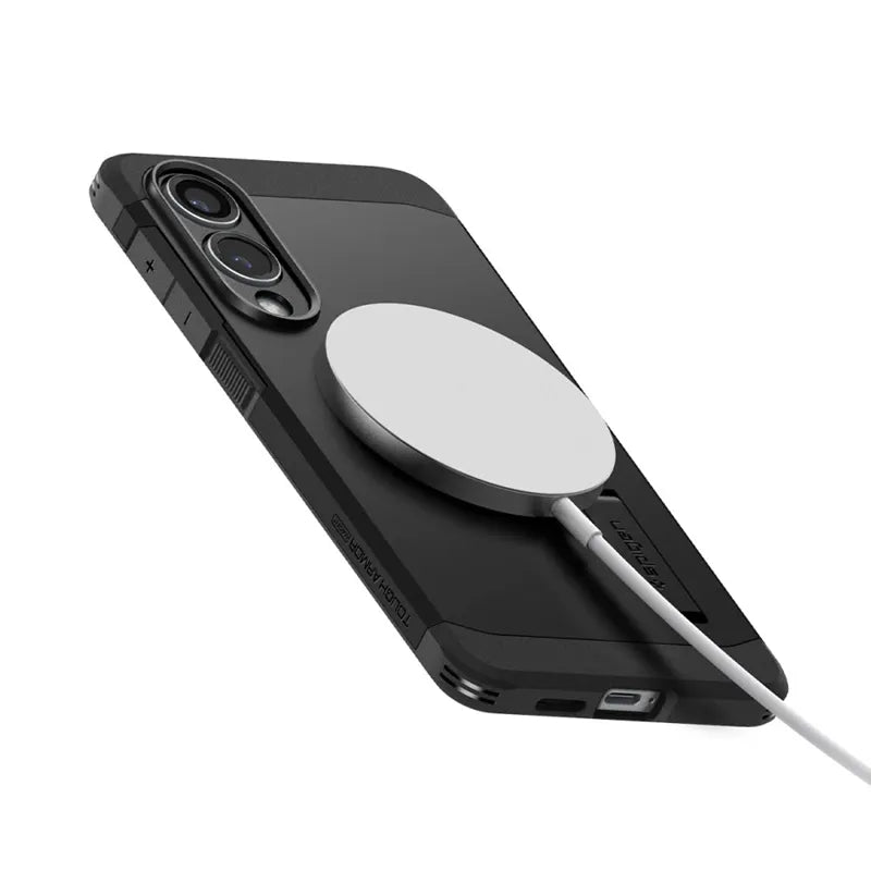 Spigen Tough Armor MagSafe – Dėklas, skirtas Samsung Galaxy S25 Edge (juodas)