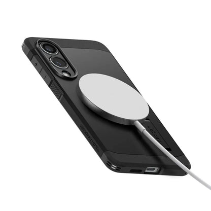 Spigen Tough Armor MagSafe – Dėklas, skirtas Samsung Galaxy S25 Edge (juodas)