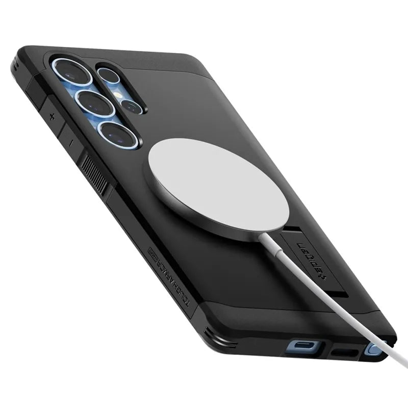 Spigen Tough Armor MagSafe – dėklas, skirtas „Samsung Galaxy S25 Ultra“ (juodas)