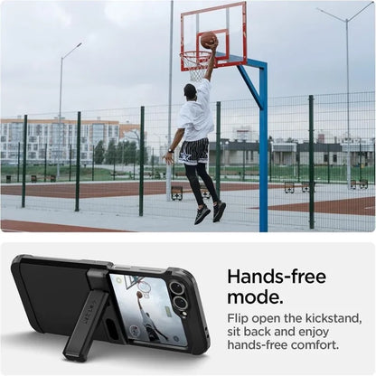 Spigen Tough Armor Pro Mag MagSafe - Dėklas, skirtas Samsung Galaxy Z Flip 6 / 7 FE (juoda)