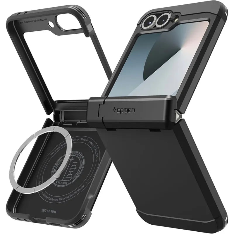 Spigen Tough Armor Pro Mag MagSafe - Dėklas, skirtas Samsung Galaxy Z Flip 6 / 7 FE (juoda)