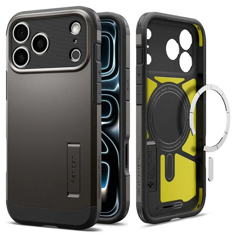 Spigen Tough Armor T Mag MagSafe – dėklas, skirtas iPhone 18 Pro Max / 17 Pro Max (Gunmetal)