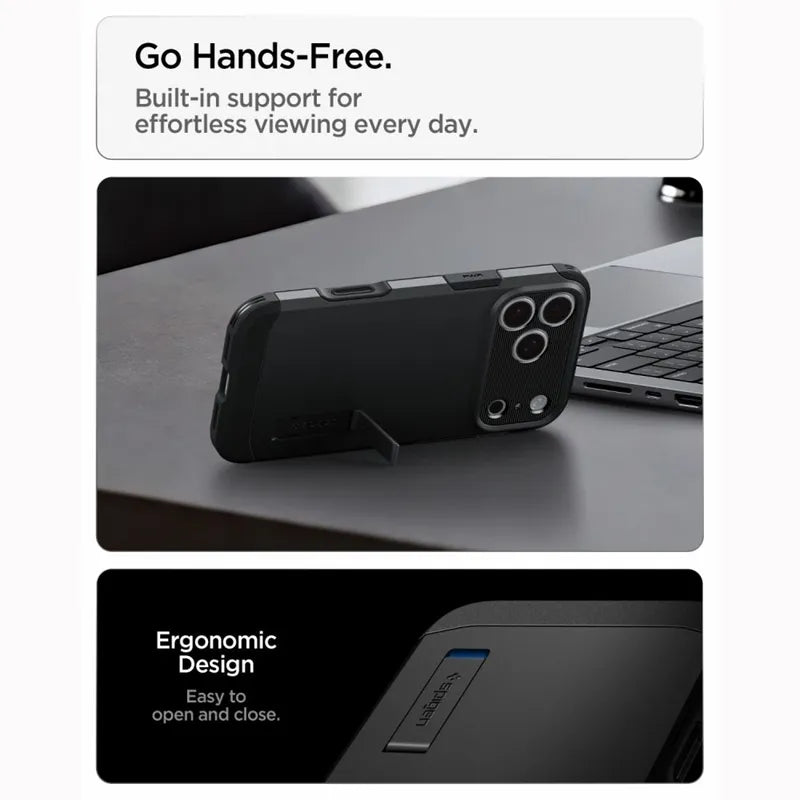 Spigen Tough Armor T Mag MagSafe – dėklas, skirtas iPhone 18 Pro Max / 17 Pro Max (juodas)