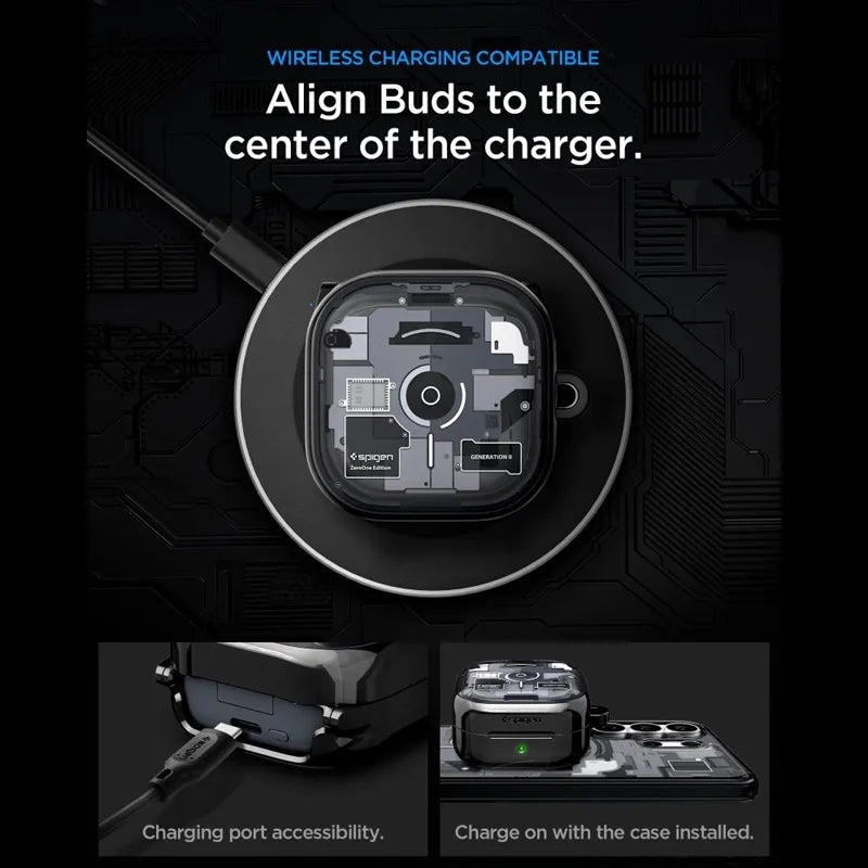 Spigen Ultra Hybrid - dėklas Samsung Galaxy Buds 4 / 4 Pro (Zero One Black)