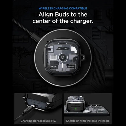 Spigen Ultra Hybrid - dėklas Samsung Galaxy Buds 4 / 4 Pro (Zero One Black)