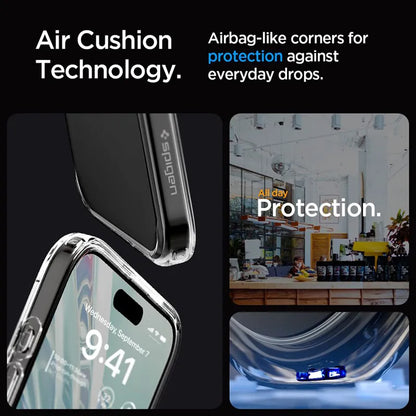 Spigen Ultra Hybrid dėklas, skirtas iPhone 15 Pro (Matinis skaidrus)