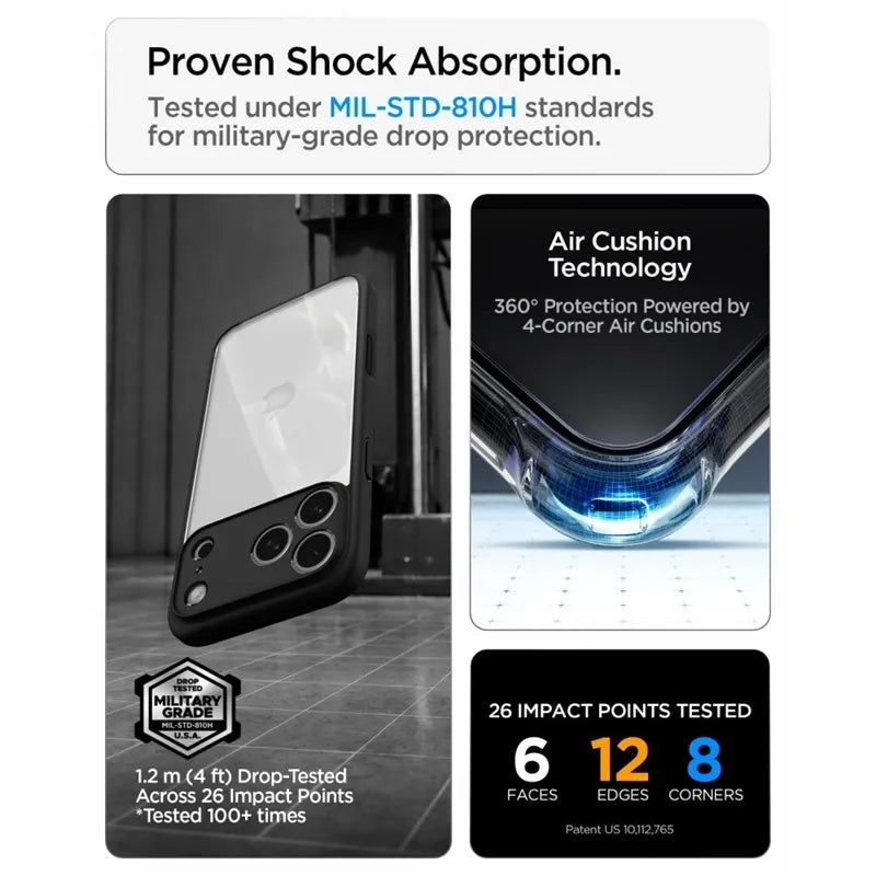 Spigen Ultra Hybrid – dėklas, skirtas iPhone 18 Pro Max / 17 Pro Max (matinė juoda)