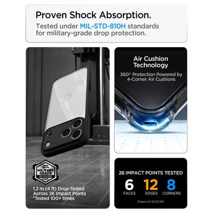 Spigen Ultra Hybrid – dėklas, skirtas iPhone 18 Pro Max / 17 Pro Max (matinė juoda)