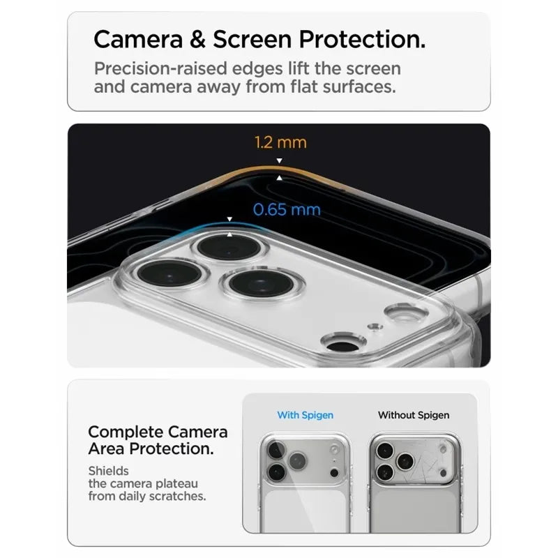 „Spigen Ultra Hybrid“ – dėklas, skirtas „iPhone 18 Pro Max“ / „17 Pro Max“ (skaidrus)