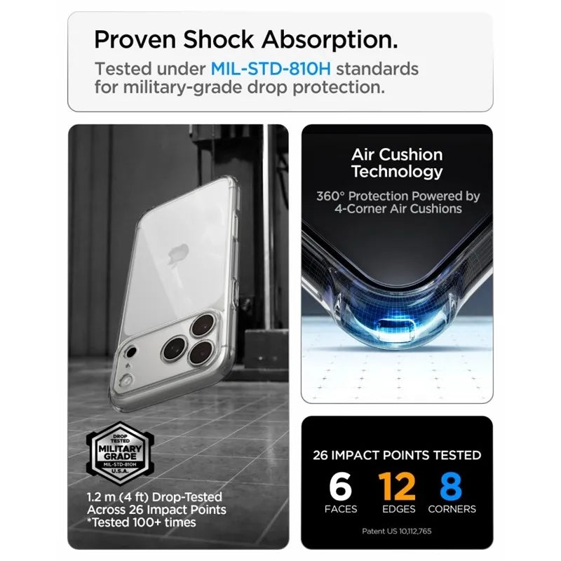 „Spigen Ultra Hybrid“ – dėklas, skirtas „iPhone 18 Pro Max“ / „17 Pro Max“ (skaidrus)